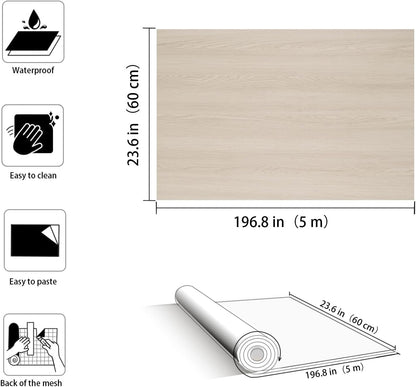 Wood Wallpaper Peel Stick Contact Paper 60x500cm Beige Warm Wood Grain Matte