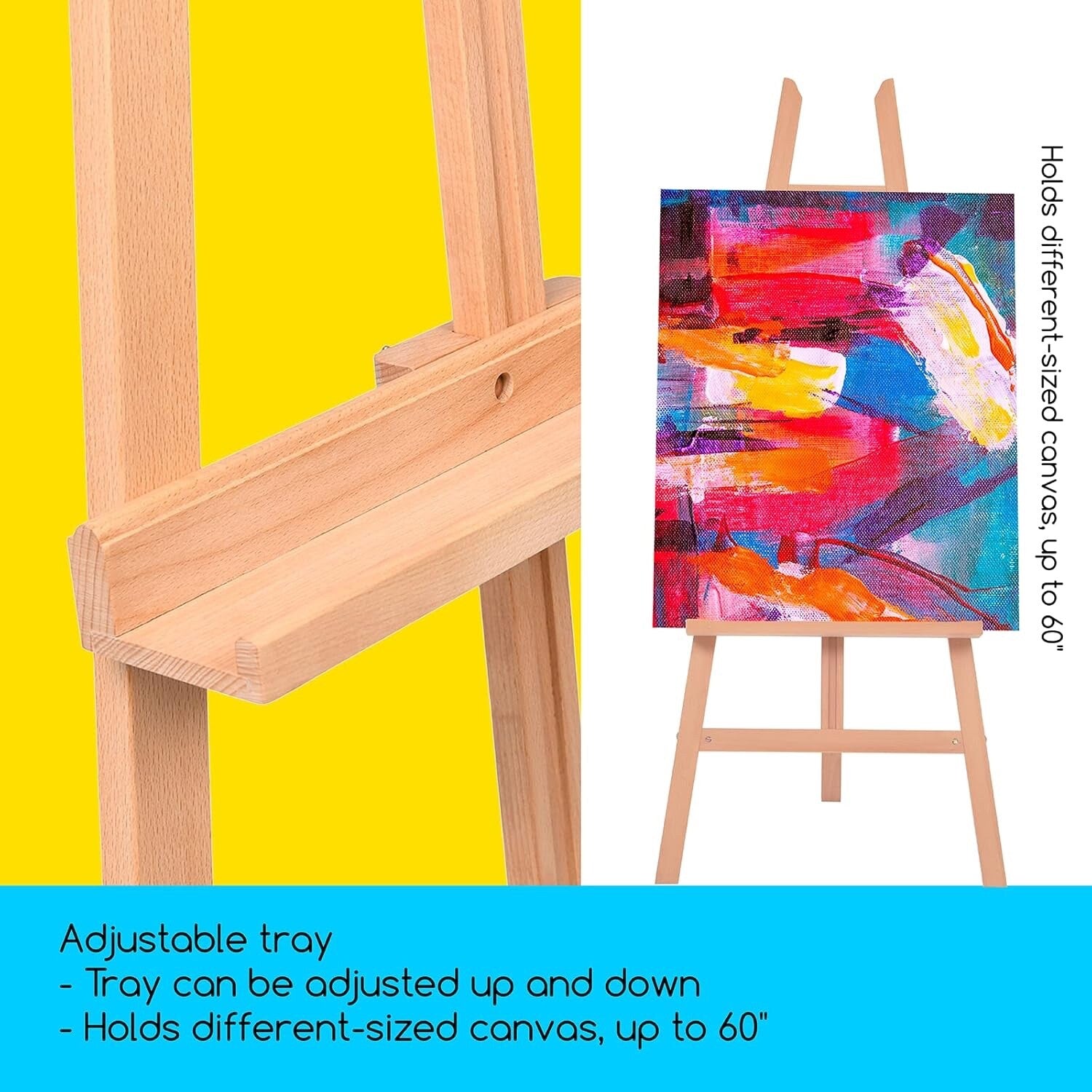 MEEDEN Wooden A-Frame Easel Floor Display Easel Stand Beech Wood