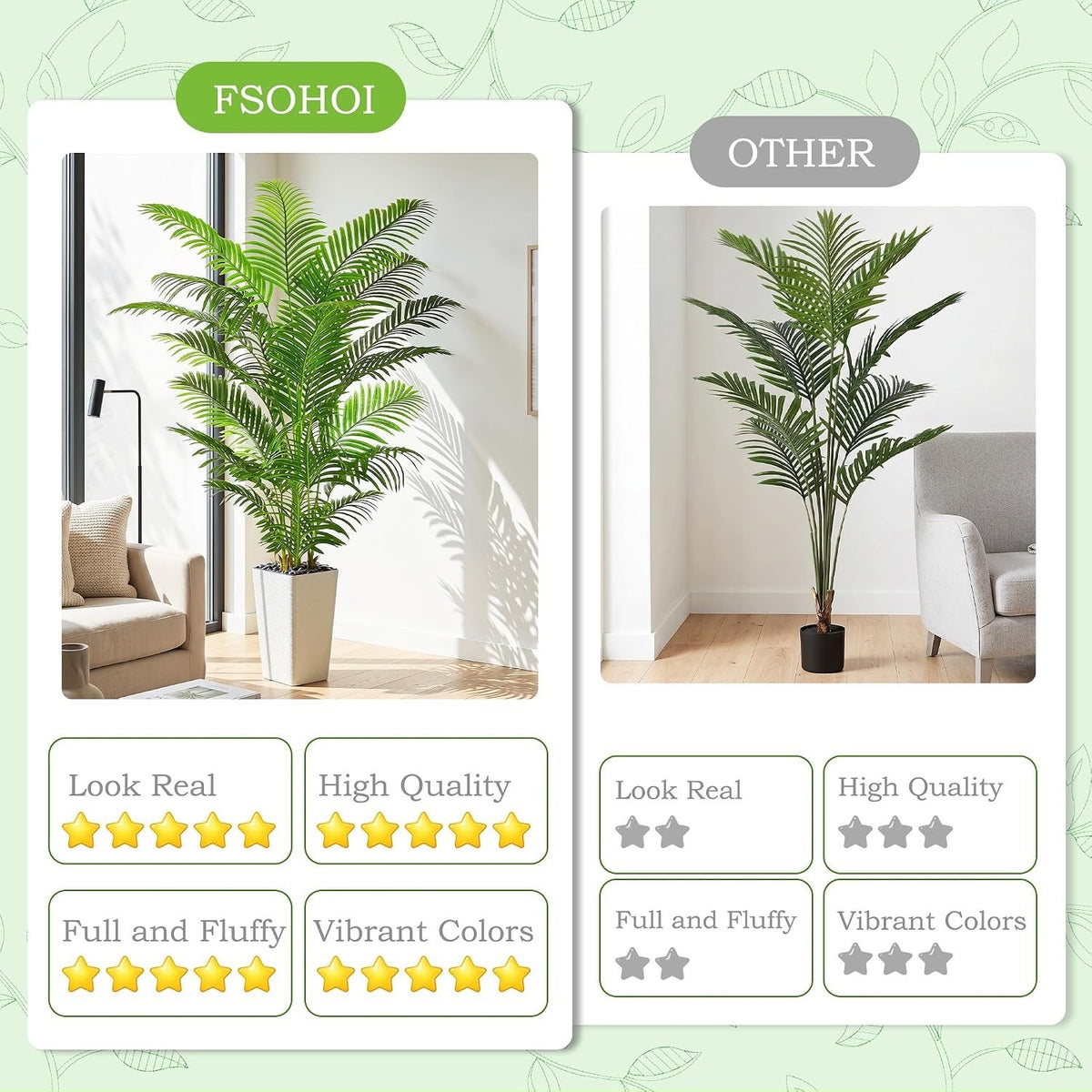 Artificial Palm Tree 180cm Tall Areca Fake Plant White Pot Indoor Home Decor