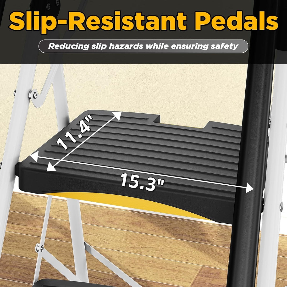 Folding Step Ladder 5 Step Heavy Duty 150kg Steel with Tool Tray Handrail Lock