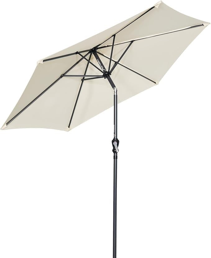 Angel Living 250cm Aluminium Garden Parasol Umbrella Crank Tilt UV50+ Sun Shade