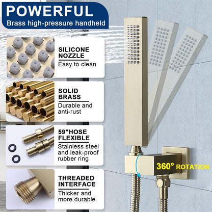 Concealed Rainfall Shower Thermostatic Mixer Valve System Simultaneous Operation