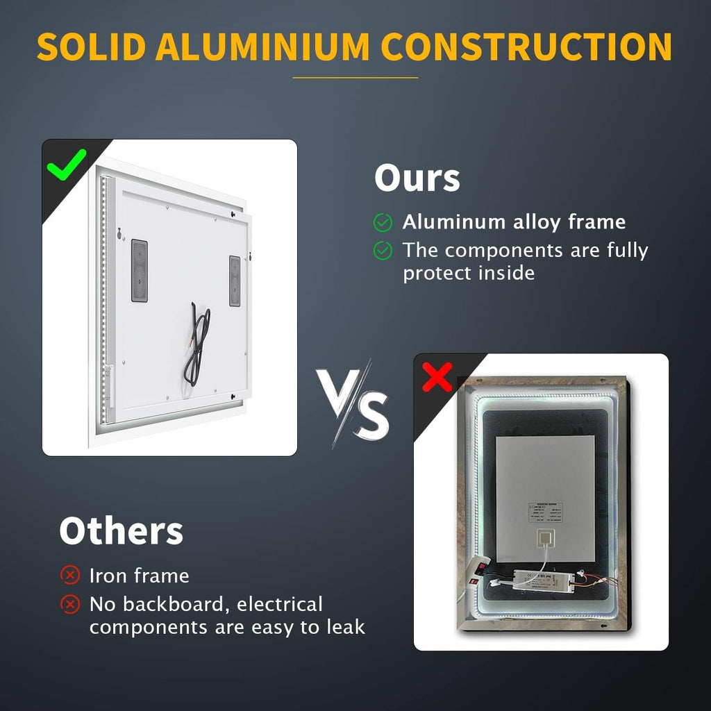 ELEGANT LED Bathroom Mirror 500x700mm Backlit Demister Shaver Socket