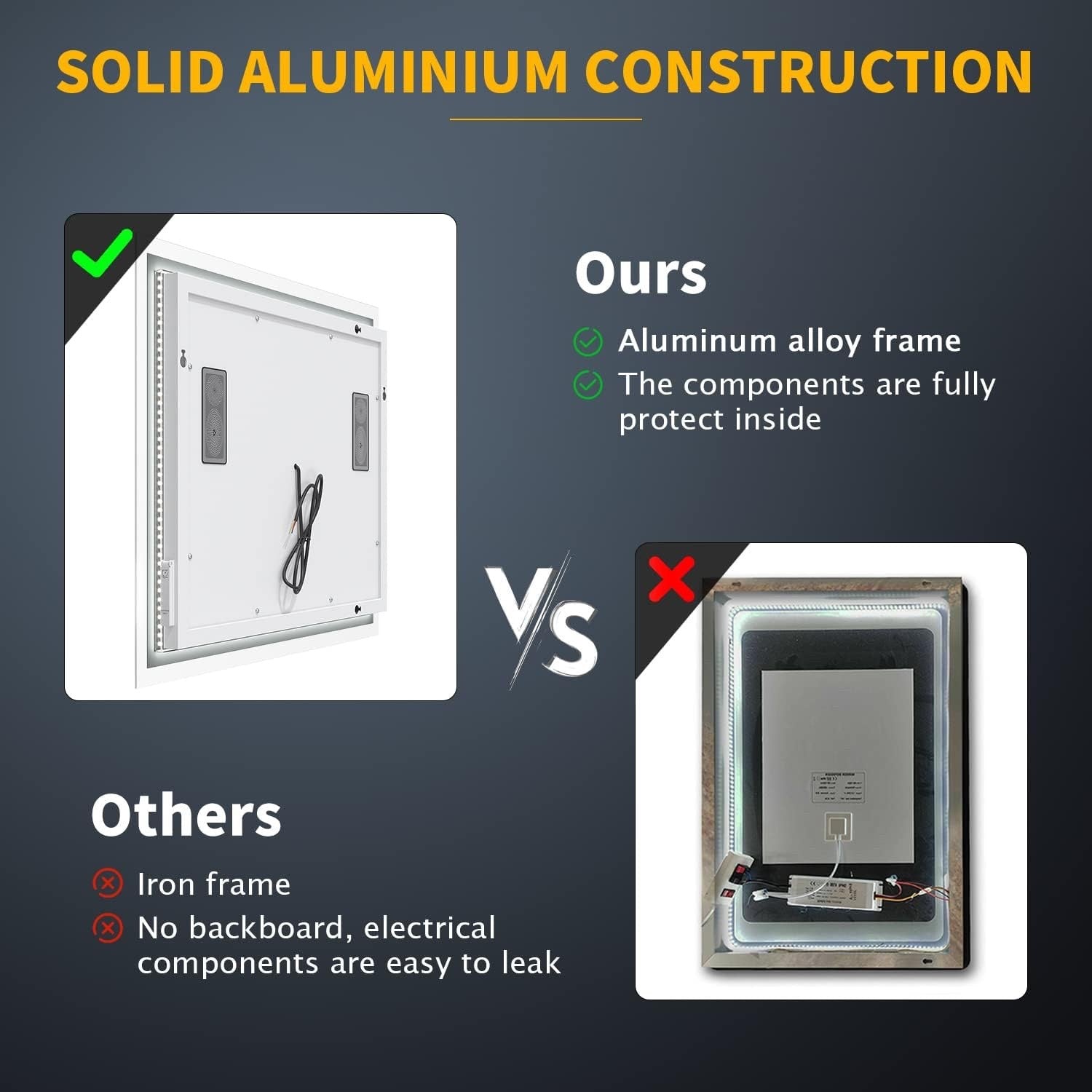 ELEGANT LED Bathroom Mirror 500x700mm Backlit Demister Shaver Socket