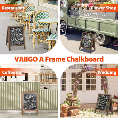 A-Board Chalkboard 43x65cm Double Sided Magnetic Wooden Pavement Sign VAIIGO