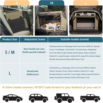 Petsfit Foldable Dog Travel Crate Large Grey 91x61x58cm Portable Car Carrier