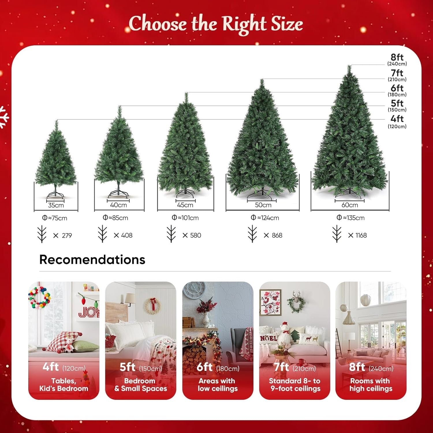 SALCAR 6ft Christmas Tree, Artificial Christmas Tree With Metal Stand