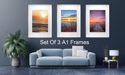Picture Frame A1 Set of 3 with Mount for A2 Poster Photo Display
