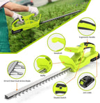 20” Cordless Hedge Trimmer 21V 2x2000mAh Battery 50cm Dual Blade Hedge Cutter