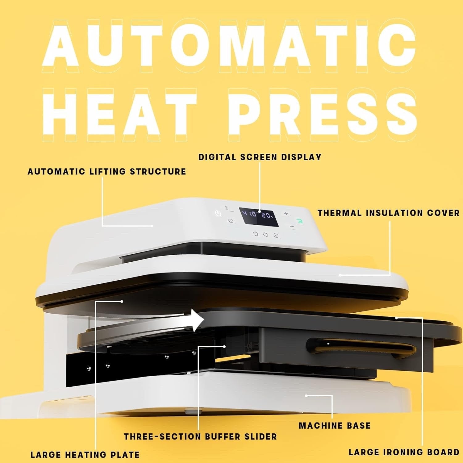 15x15 Auto Heat Press Machine Smart T Shirt Sublimation Vinyl Transfer Pro Kit