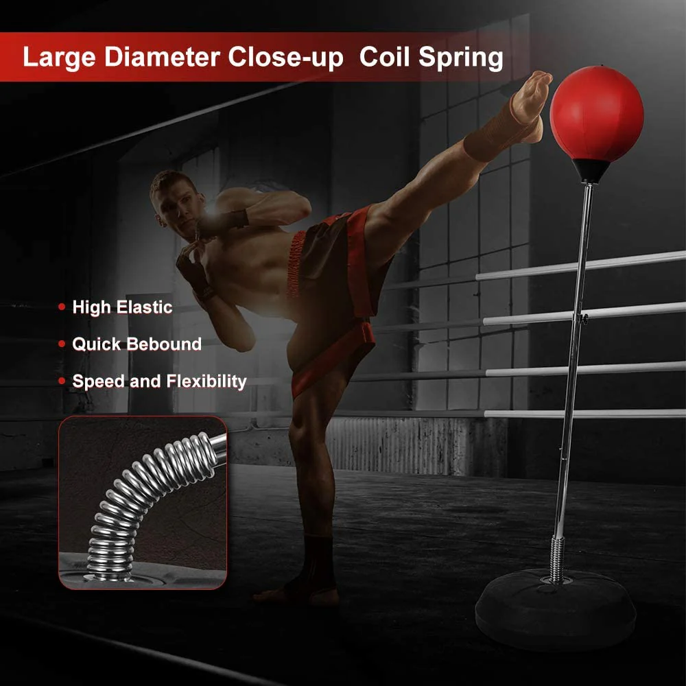 Freestanding Punching Bag w/ Stand Adjustable Boxing Set Gloves Adults Kids