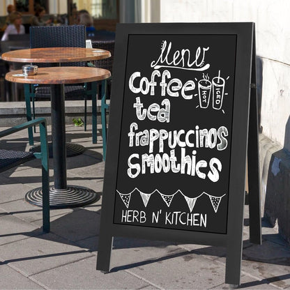 A-Frame Chalkboard Pavement Sign 45x85cm Double Sided Magnetic Wood Shelf VAIIGO