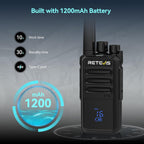 Retevis RT668H PMR446 Walkie Talkies 10 Pack Black Hidden Display USB-C 10-Way