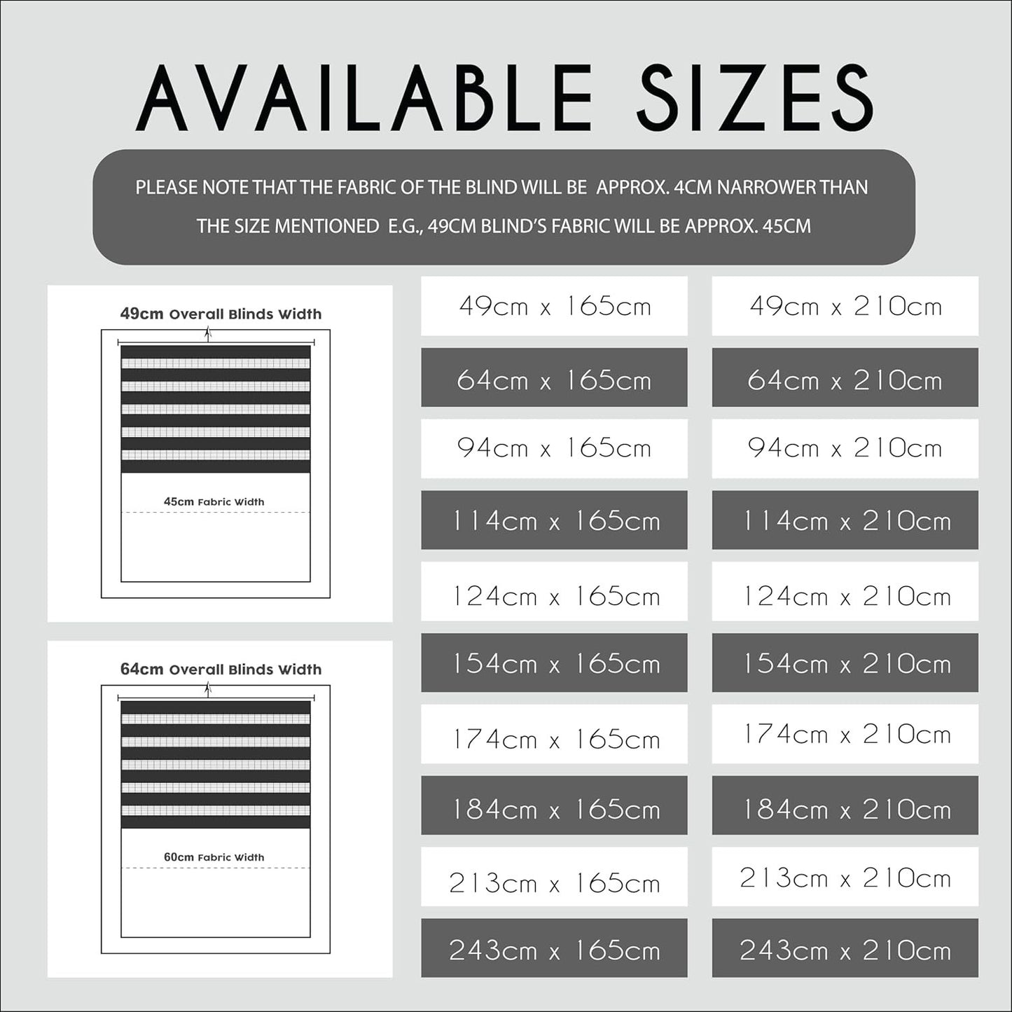 Zebra Roller Blinds Dual Layer No Drill Blackout Day Night 124x165cm White