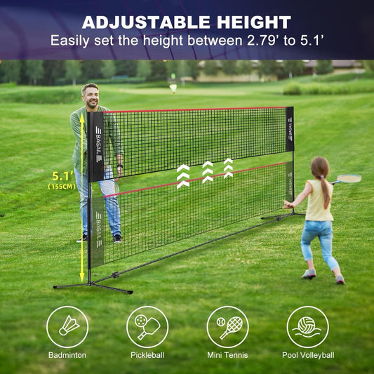 Badminton Tennis Volleyball Net 4.1M Adjustable Height Portable Stand Carry Bag