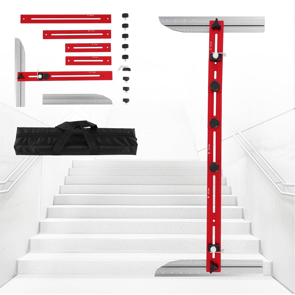 Stair Tread Template Tool Ladder Edge Locking Double Scale Measuring Gauge