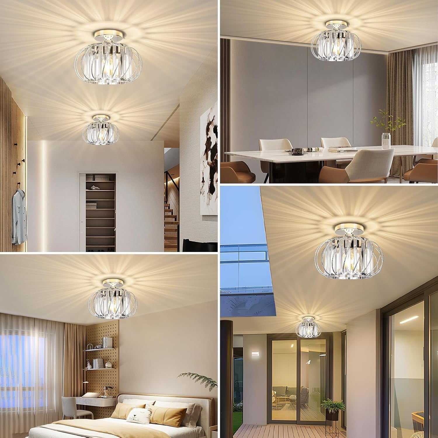 Modern LED Crystal Ceiling Light Chandelier Chrome Living Room Bedroom