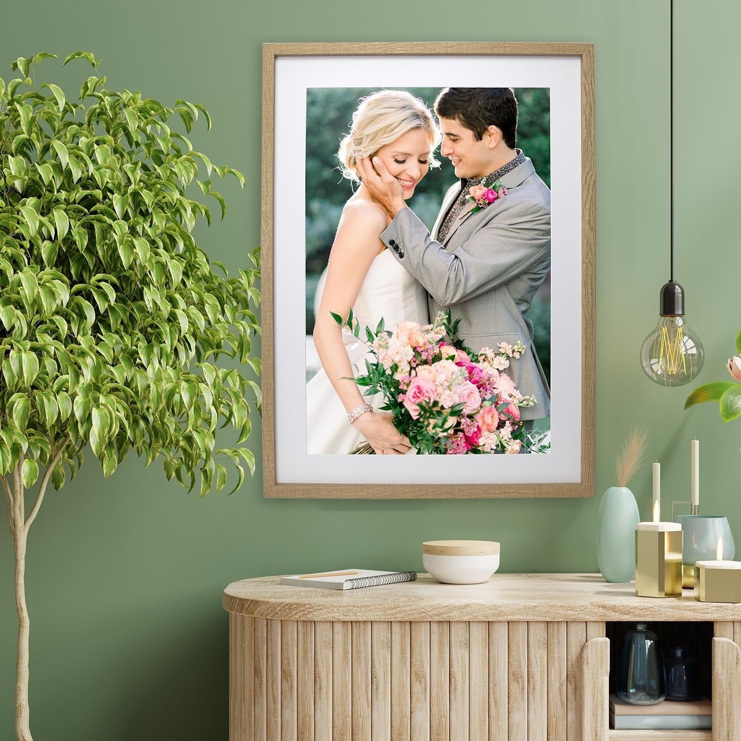 Picture Frame Set 50x70cm Wooden 3 Pack Poster Photo Mount Wall Hanging Oak