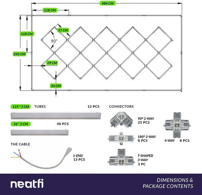 LED Shop Light Ceiling Mount 512W 31,680 Lumens Diamond Grid Cool White Garage