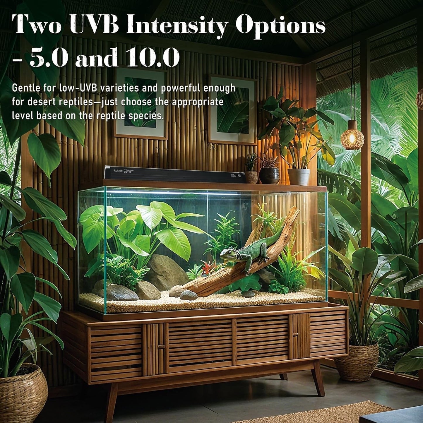 Reptile T5 UVB Light Fixture 39W 34.5in 5.0 Tube Terrarium Vivarium Hood Lamp