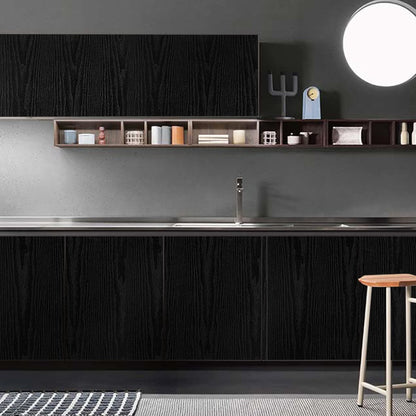 Black Vinyl Wrap Self Adhesive Wood Effect 90x600cm Waterproof Furniture Film