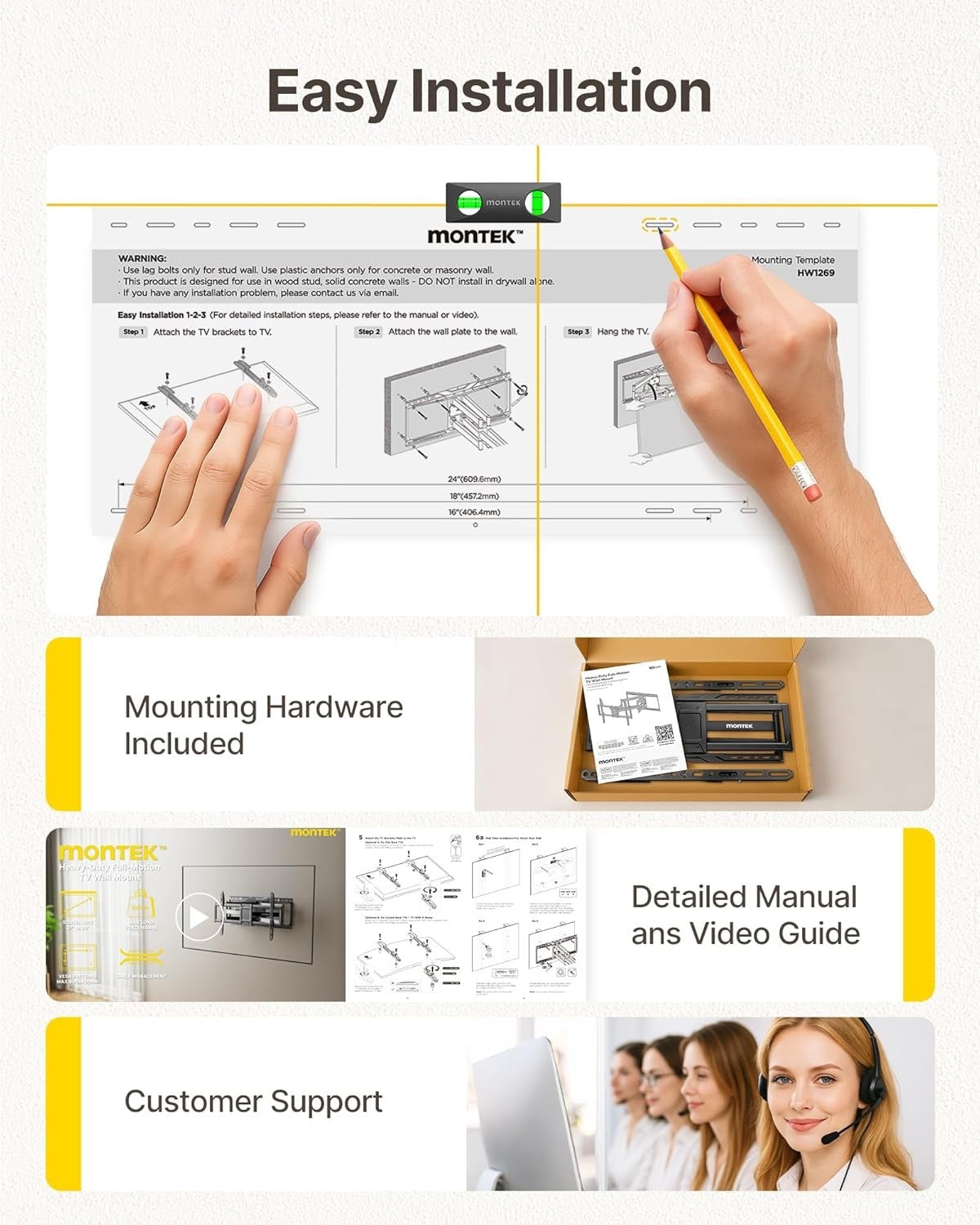Full Motion TV Wall Bracket 37-90 Inch 75kg Tilt Swivel Extend VESA 600x400
