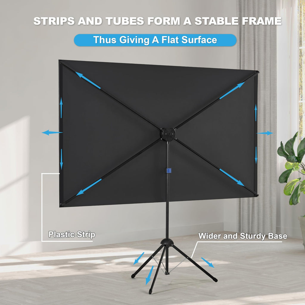 120" Projector Screen with Tripod 16:9 4K Portable Movie Screen Indoor Outdoor