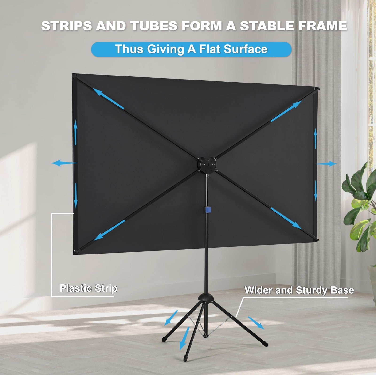 120" Projector Screen with Tripod 16:9 4K Portable Movie Screen Indoor Outdoor