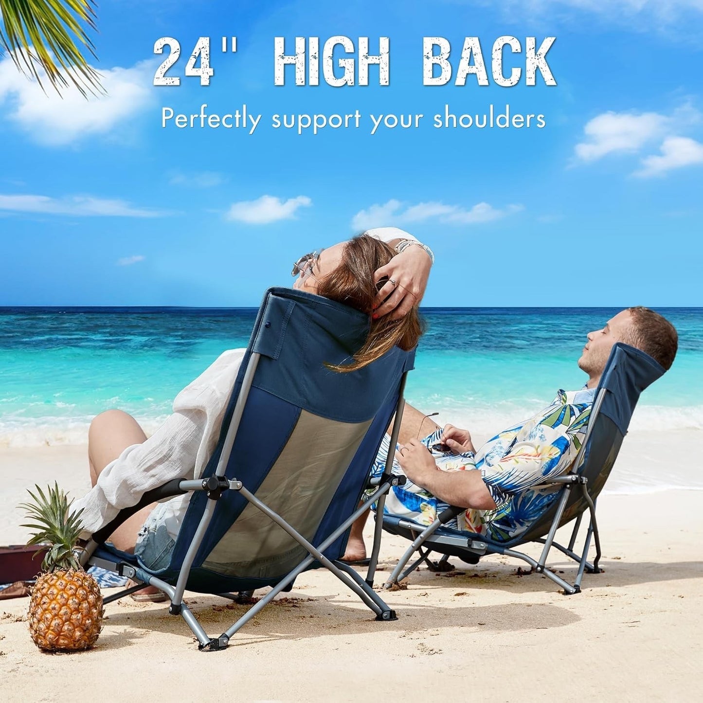 Folding Beach Chair Portable Outdoor Camping Garden Seat 150kg Steel Framed