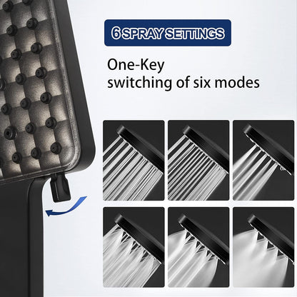 Shower Mixer Thermostatic Rainfall Set Head Rail Kit Anti Scald Black Square