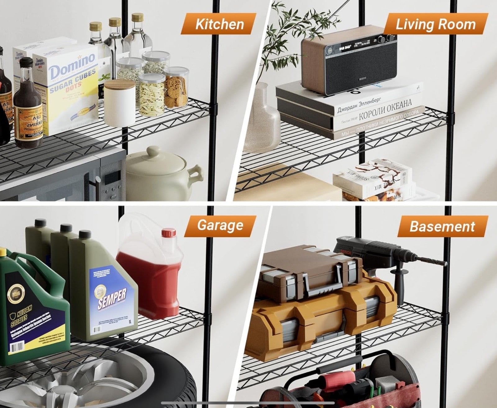 Simple Deluxe 5-Shelf Heavy Duty Storage Shelving Unit, With Height Adjustable S