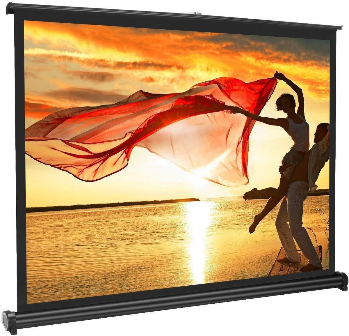 Portable Projector Screen 50 Inch 16:9 Retractable Tabletop Stand Home Cinema
