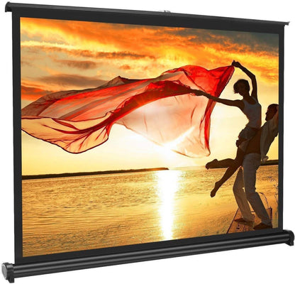 Portable Projector Screen 50 Inch 16:9 Retractable Tabletop Stand Home Cinema