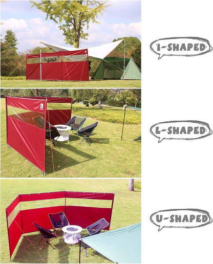 Camping Windbreak 4.4m Outdoor Privacy Shelter Oxford Iron Black HIKEMAN Tarp