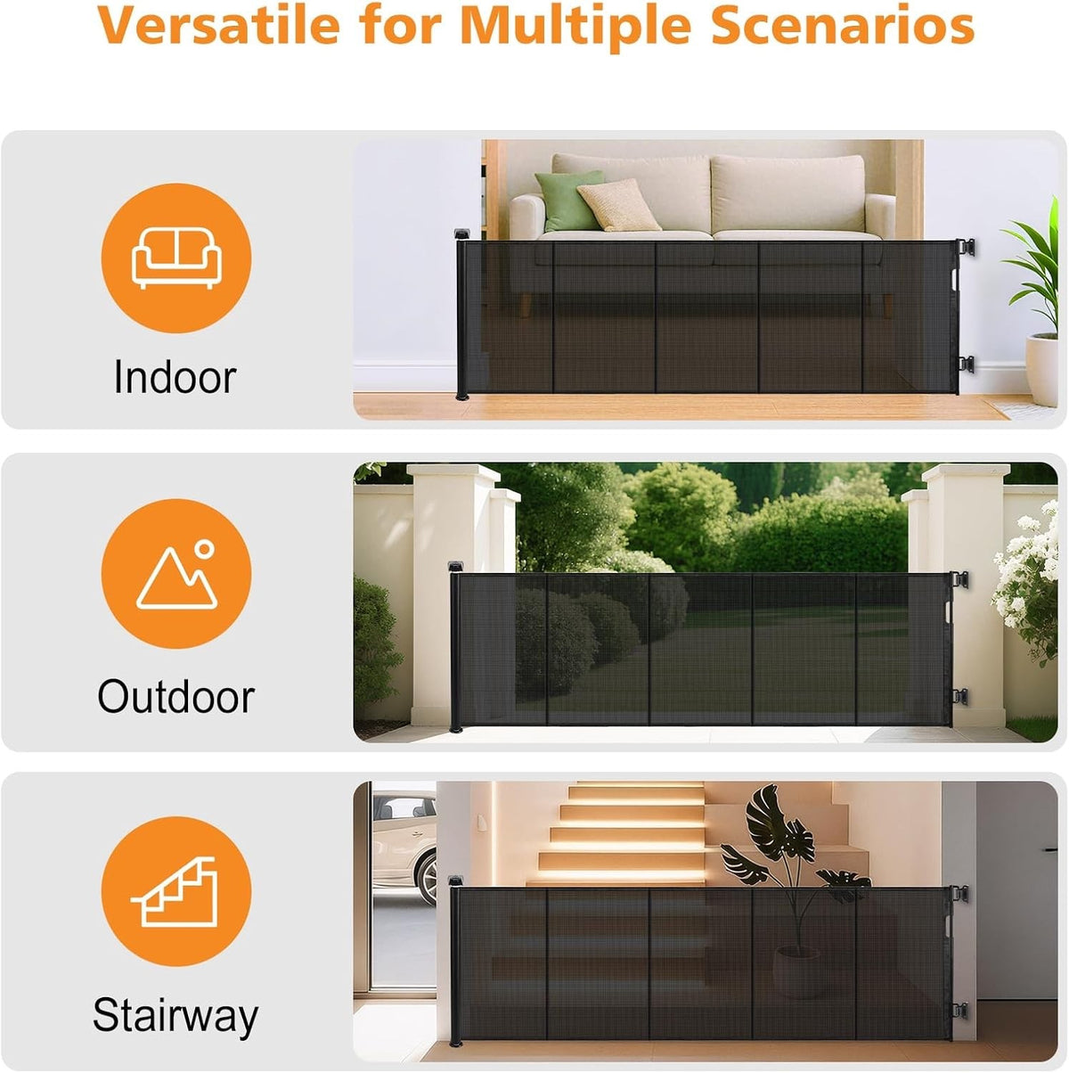 Extra Wide Retractable Baby Gate Pet Gate 3.05m One Hand Indoor Outdoor Barrier