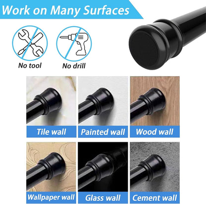 Tension Curtain Pole No Drill 115-410cm 32mm White Extra Long Shower Clothes