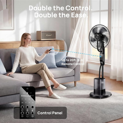 Misting Pedestal Fan 4L Tank Remote Oscillating Standing Cooling 5 Speed Patio