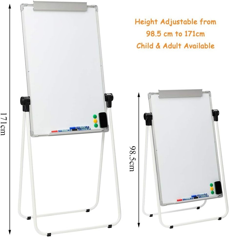 Magnetic Whiteboard 90x60cm Double Sided Height Adjustable Stand Easel