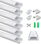 6x 1m LED Aluminium Profile U Channel Diffuser Housing Strip Light Track