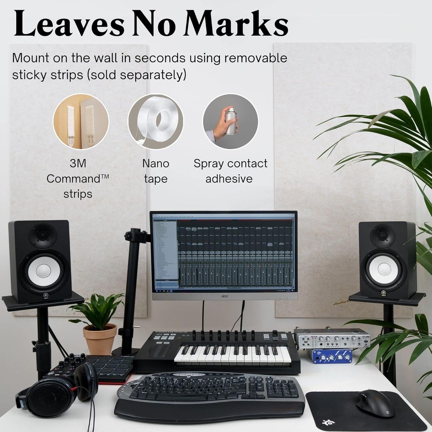 Acoustic Wall Panel Large 116x58cm Sound Absorption Board Natural Single Panel