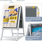 A2 Pavement Sign Frame Double Sided A-Board Poster Stand Silver Shop Display