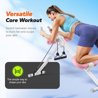 Ab Machine Adjustable Foldable Core Trainer Home Gym Abs Workout LCD Pink Unit