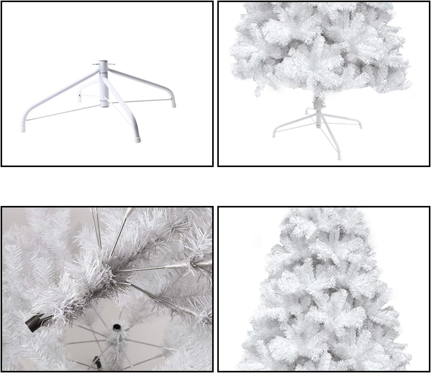 6ft White Artificial Christmas Tree 700 Tips Metal Stand Full Bushy Xmas Indoor