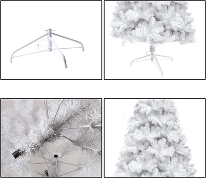 6ft White Artificial Christmas Tree 700 Tips Metal Stand Full Bushy Xmas Indoor