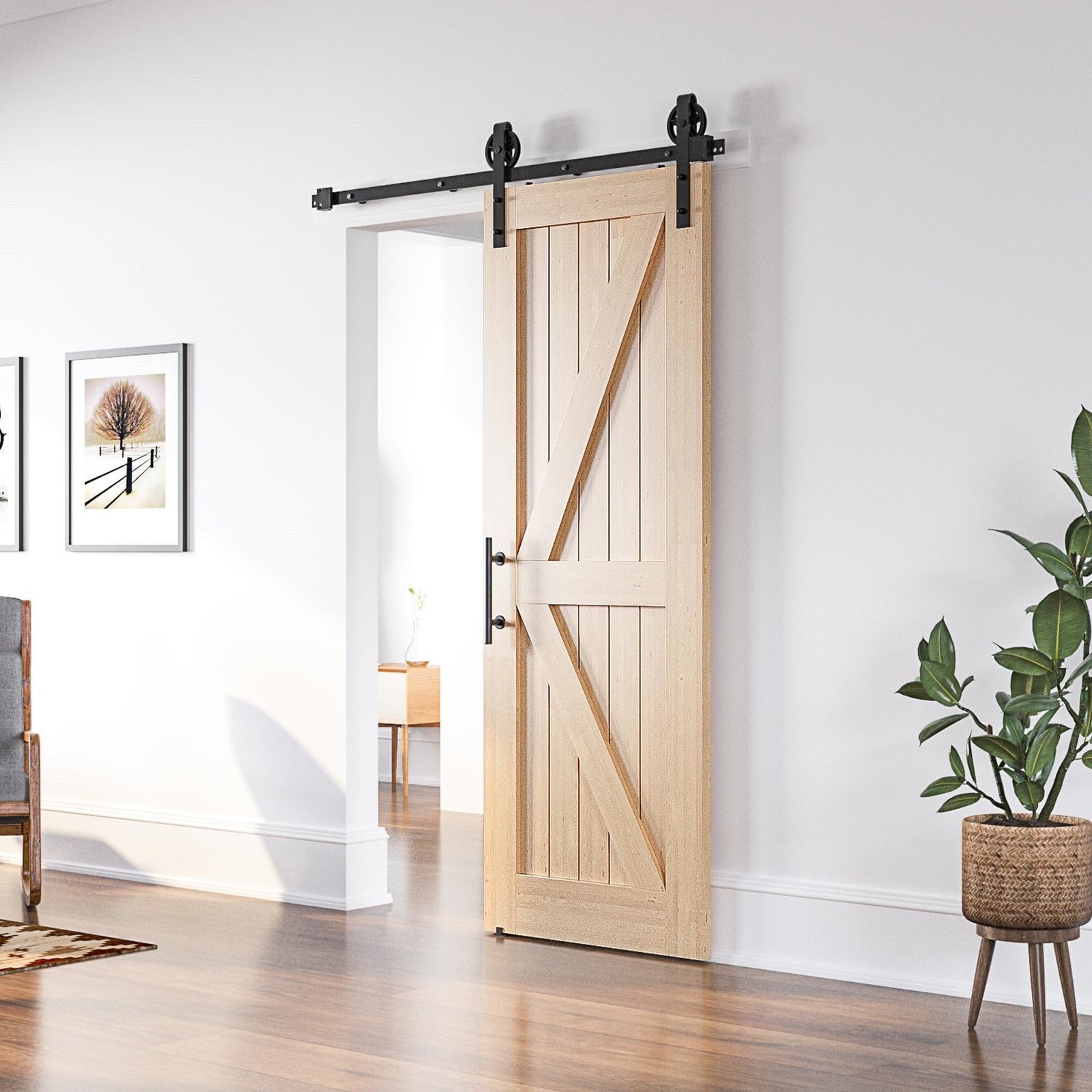 Sliding Barn Door Hardware Kit – Black Steel Track & Roller Set for Doors