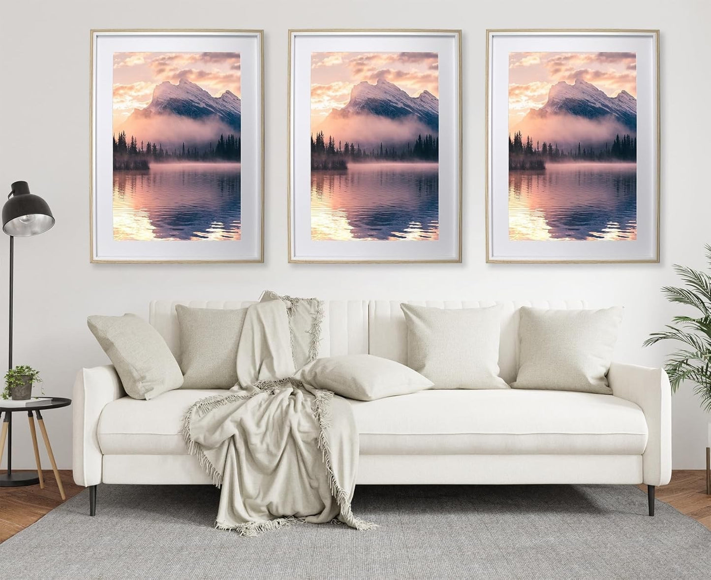 Picture Frame Set 50x70cm 3 Pack Wooden White Mounts 40x60cm Wall Poster Frames