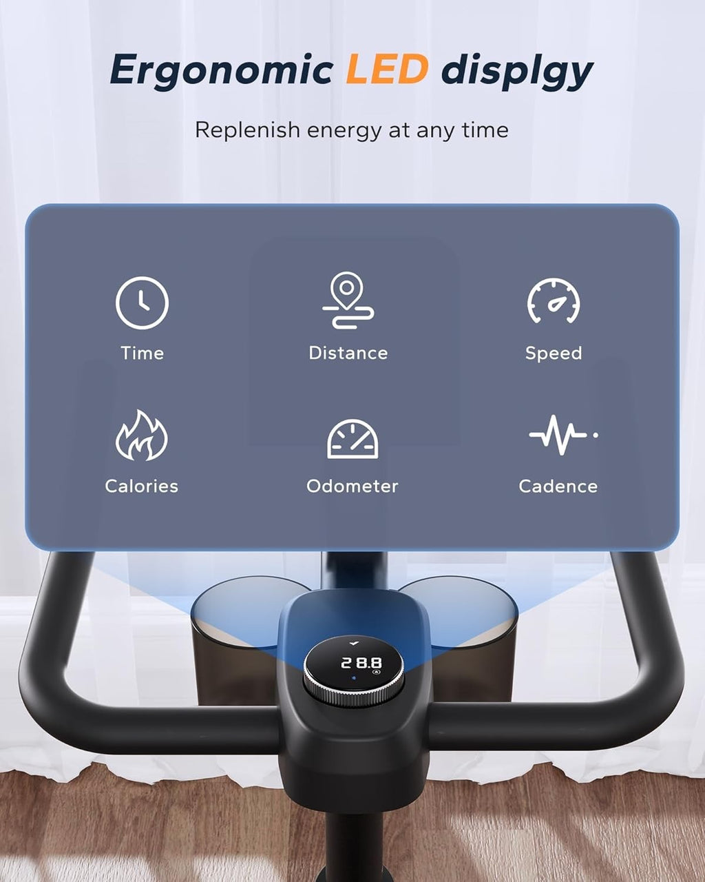 Indoor Exercise Bike Stationary Cycling Trainer LED Display Quiet Home Gym 300lb