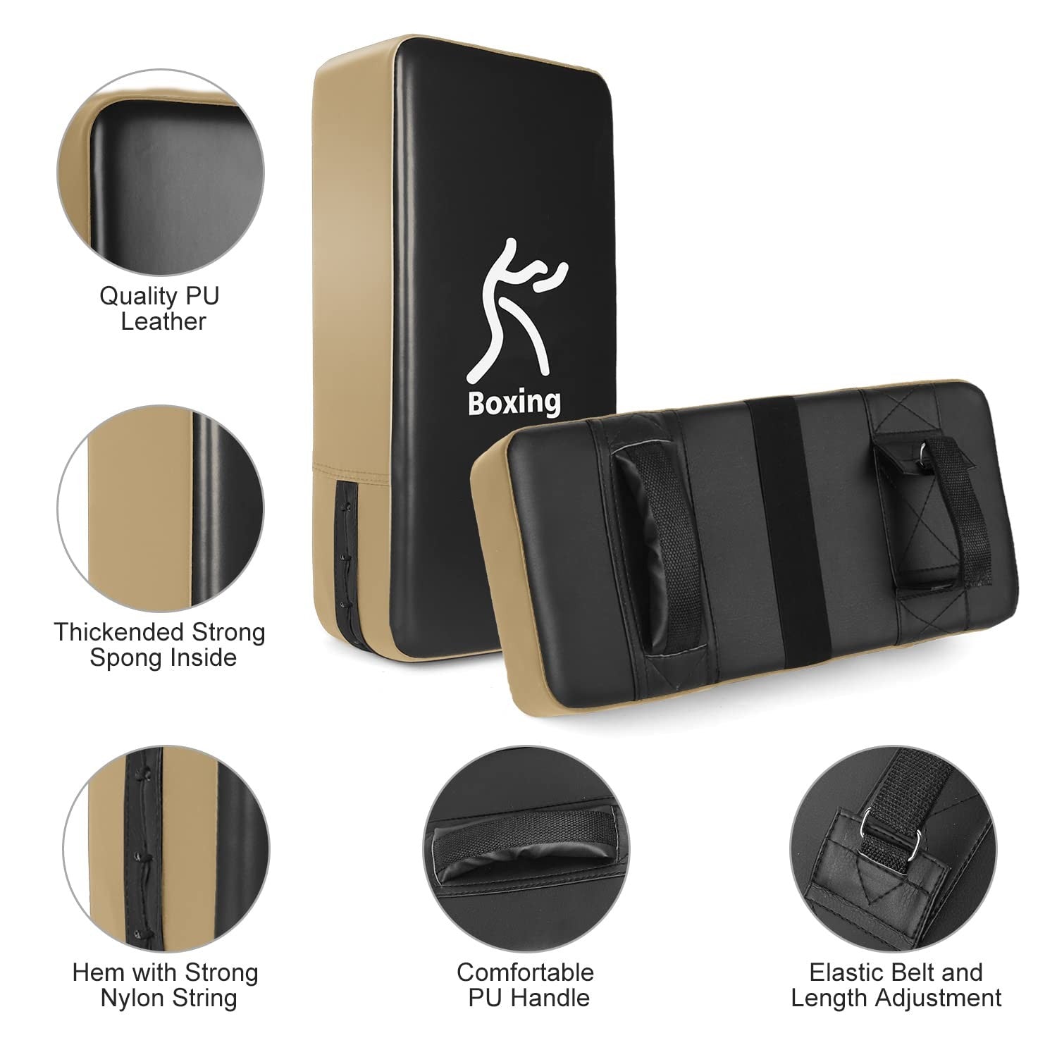 Odoland Boxing Mitts and Kick Pad Set Focus Pads Taekwondo Karate Muay Thai