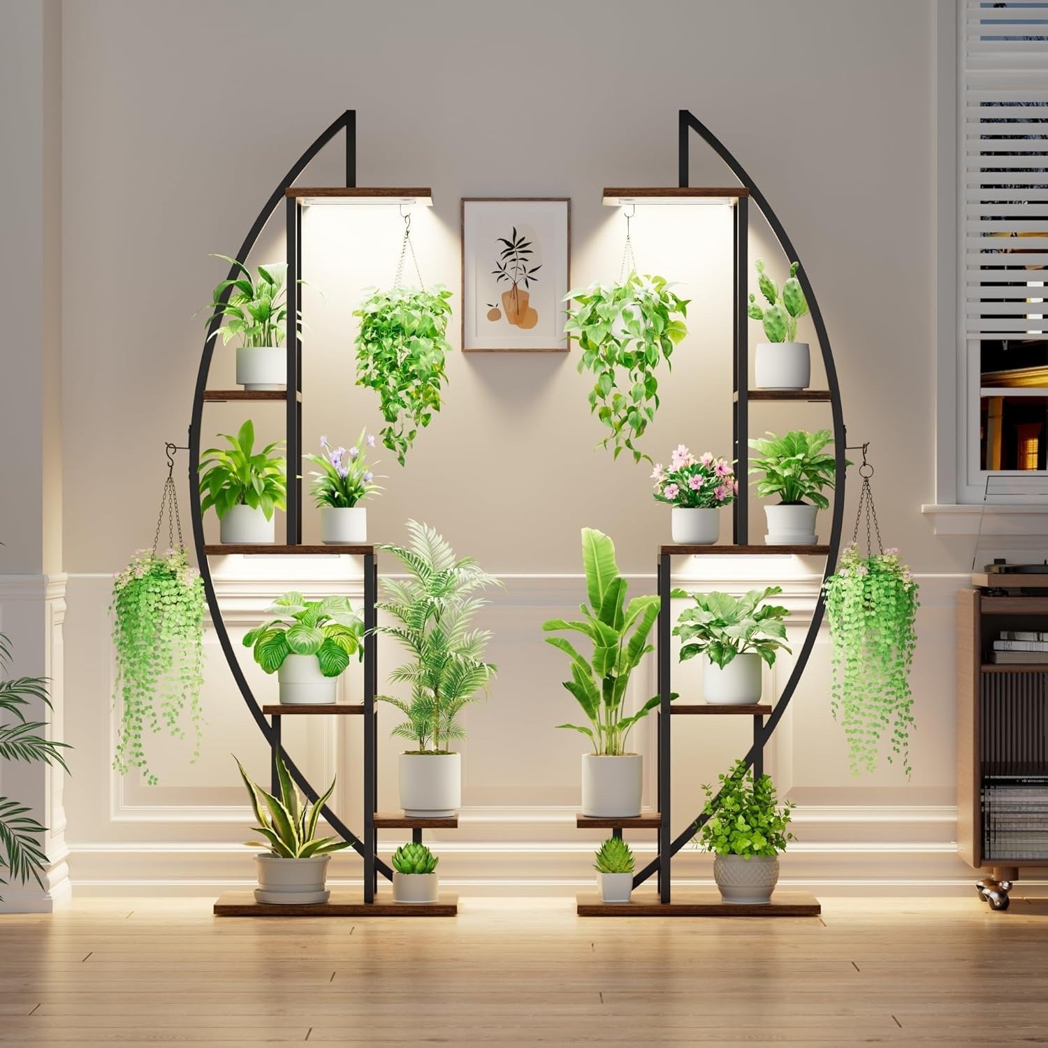 BACEKOLL Plant Stand Indoor with Grow Lights, 6 Tiered Tall Plant Shelf, Metal P