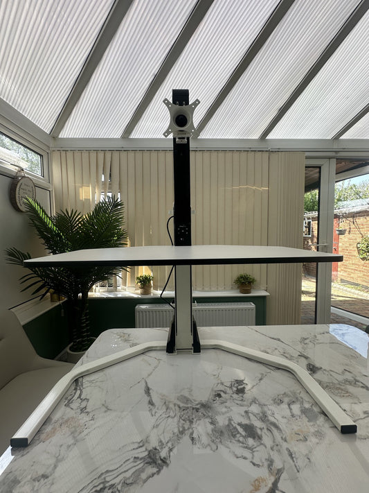 Silverline Freedom Electric Sit Stand Desk Riser Electric Single Monitor - White